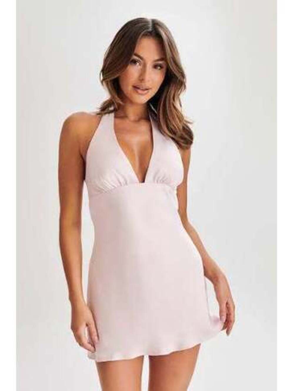 Meshki NWT Women's Aimee Halter Mini Dress Fairy Floss Pink Size XL